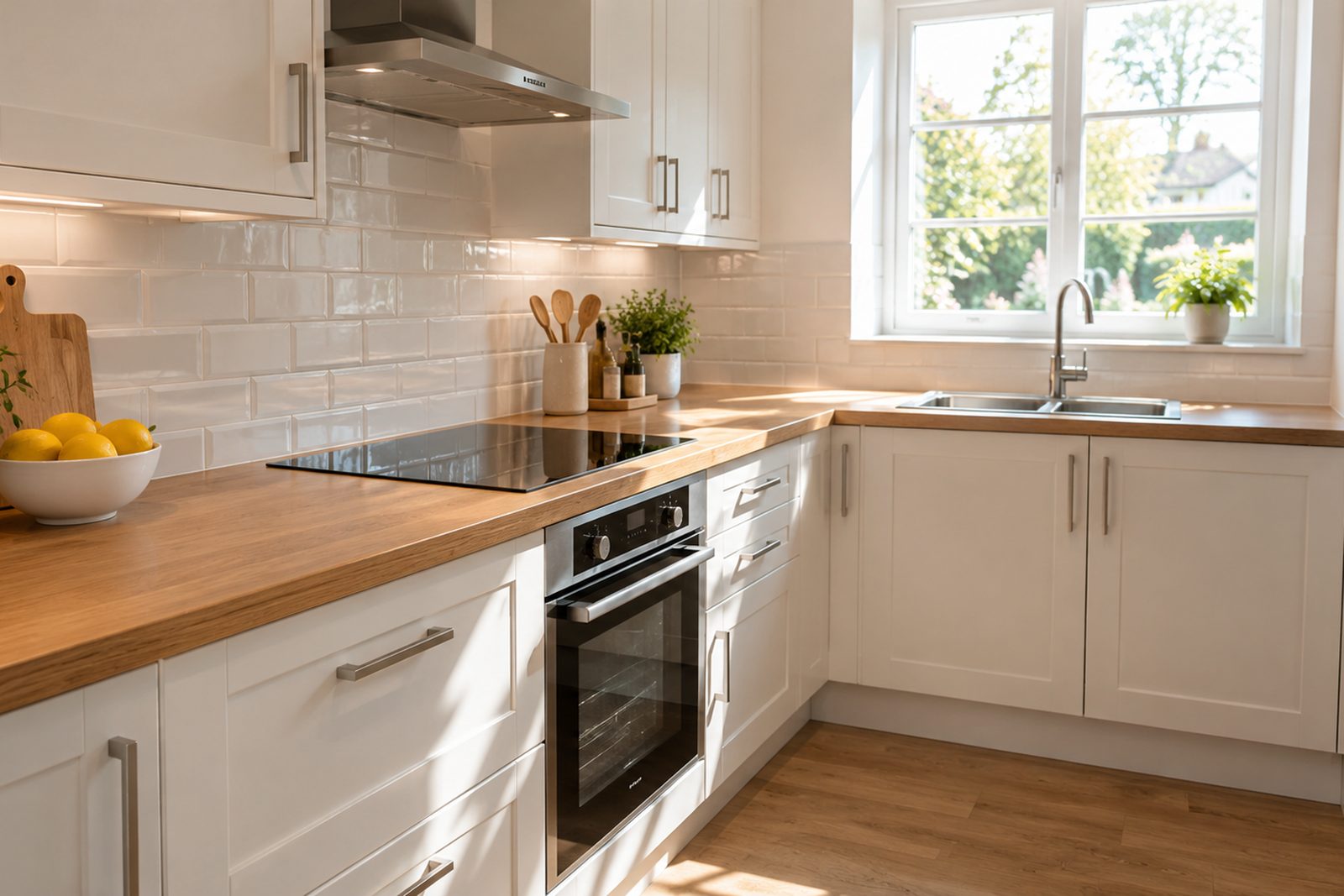 Cocina reformada en blanco