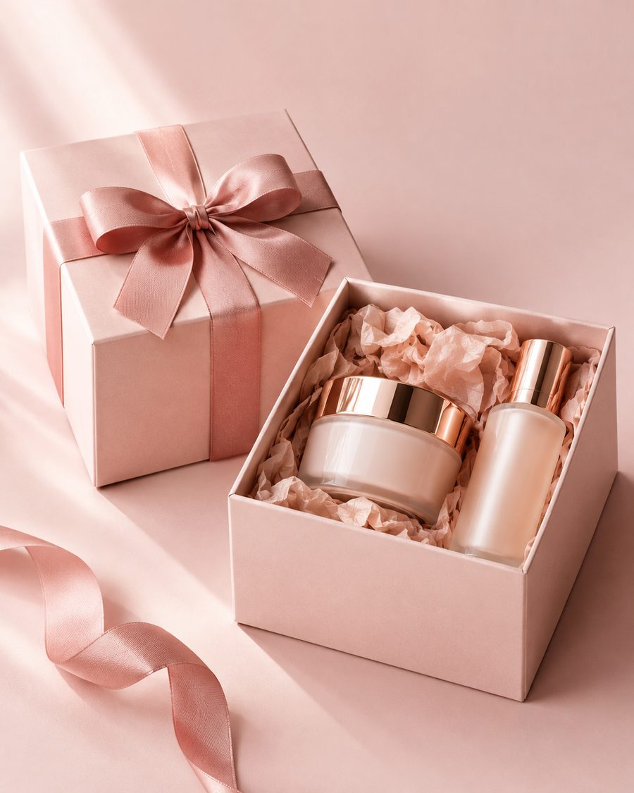 Dos cajas de regalo de belleza con lazo