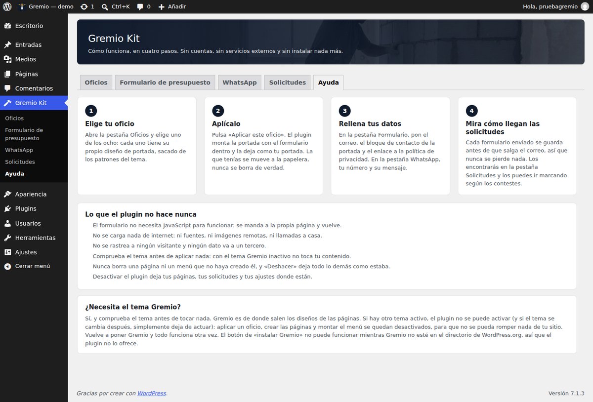 The plugin Help screen: the four steps and what it never does