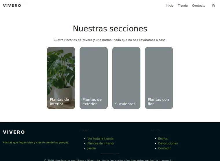 Secciones del vivero
