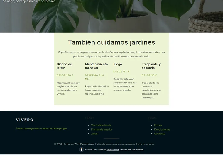 Servicios de jardín