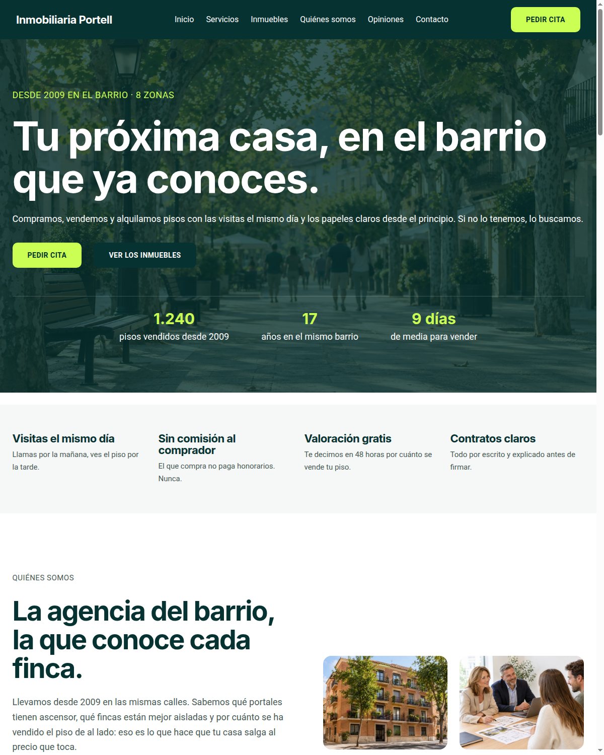 La portada de Andamio, tema de WordPress para inmobiliarias