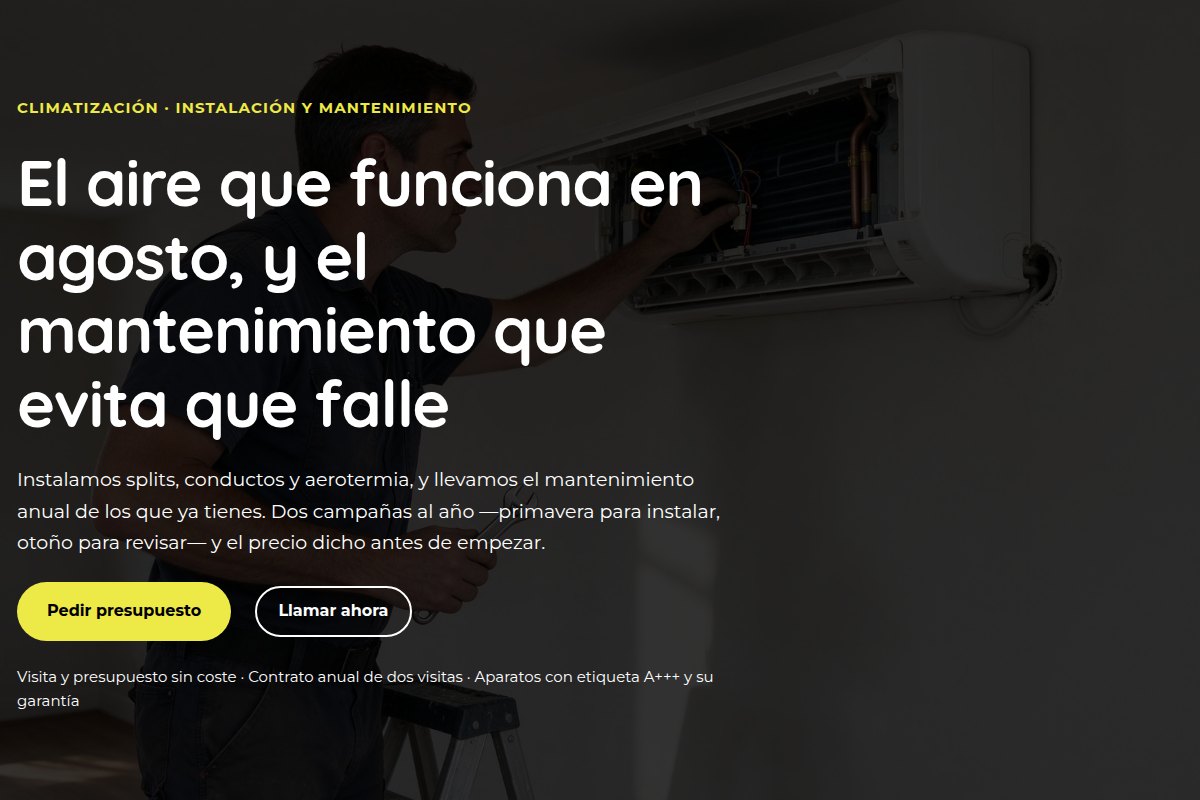 La portada de la demo de Gremio para instaladores de climatización